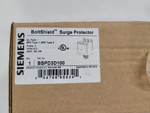 DISPOSITIVO DE PROTECCIÓN SIEMENS SOBRETENSIONES, BSPD3D100, 100 kA, 240 V, 3 FASES, TOTALMENTE NUEVO. - Imagen 1 de 3
