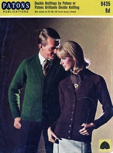 ~ Vintage 1960s Patons Knitting Pattern For Classic V-Neck Raglan Cardigan ~ - Imagen 1 de 1