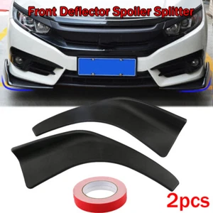 Pair Front Deflector Spoiler Splitter Diffuser Bumper Canard Lip Black Universal - Picture 1 of 10