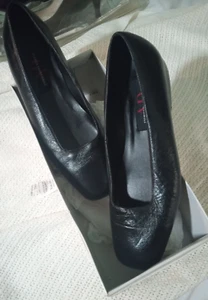 Preowned Gloria Vanderbilt Vintage Leather Shoes Women Black size 7 1/2 M - Picture 1 of 7