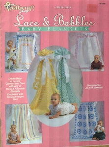 USED LACE & BOBBLES BABY BLANKETS 6 NURSERY DESIGNS CROCHET PATTERN BOOK - Picture 1 of 1