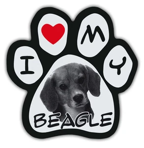 Patas de imagen | Imanes en forma de pata de perro: I LOVE MY BEAGLE | Imán de coche - Imagen 1 de 1