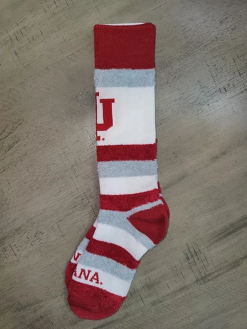 Indiana Hoosiers Women's Red Fuzzy Stretch NCAA Crew Team Socks Medium Cover