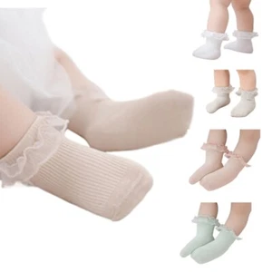 Lace Trim Socks for Baby 0-2Y Fashion Cotton Hosiery Soft Stretchy Warm Socks - Picture 1 of 23