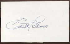 Edith Fellows Signed Index Card Signature Vintage Autographed AUTO 