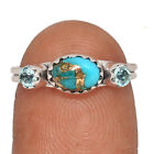 Composite Copper Blue Turquoise & Blue Topaz 925 Silver Ring Rt6 S.6 Cr28403