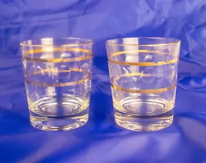 Vintage cocktail glasses gold rim bubble details set of 2 glasses - Picture 1 of 3