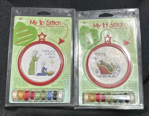 Lot Of 2 My 1st Stitch Ornament Merry Christmas Cross Stitch Kit NEW! - Picture 1 of 5