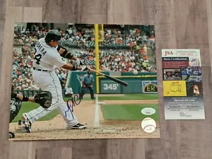 File fotografico firmato Miguel Cabrera 8x10 COA JSA HOF Detroit Tigers Marlins MVP E - Foto 1 di 3
