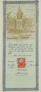 MEXIKO B/2 🇲🇽 CÍA BANCARIA CATOLICA DE MEXICO Acción de 100 $ Pesos de 1904🇲🇽 - Bild 1 von 2