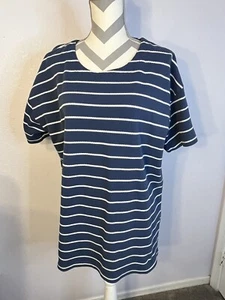 Milano Woman Design Group Damen blau weiß gestreifter Pullover Oberteil Gr. 14 16 L - Bild 1 von 6