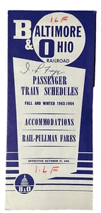 1963 B&O Railroad Train Schedule Baltimore Ohio Train Pullman Fares Form A - Picture 1 of 5