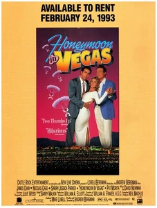 Anuncio impreso, 1993 luna de miel en Las Vegas disponible para alquilar casa video póster estilo años 90 - Imagen 1 de 1