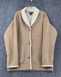 Woolrich Women’s Medium Tan Fleece Button Up Chore Coat Classic Just Below Waist - Picture 1 of 13