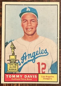 1961 Topps # 168 Tommy Davis radiocontrol de los Tradgers de Los Ángeles casi nuevo estado - Imagen 1 de 2