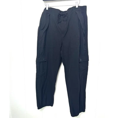 Cabi Quantum Cargo Pants Women's XL Black Baggie High Rise Ankle Joggers - Image 1 of 4