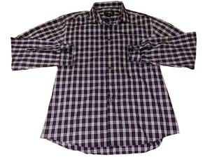 Pronto Uomo Non Iron Button Front Shirt Long Sleeve Size XXL 2XL Tartan Plaid - Picture 1 of 4
