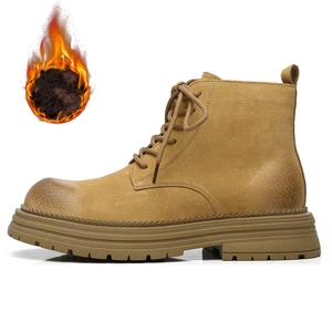 Hombres Botas al tobillo altas con cordones Punta redonda Plataforma Cuero Botas de montar cortas - Imagen 1 de 19