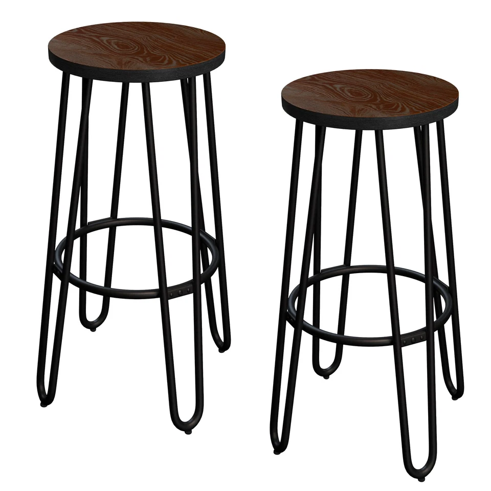 24 Inch Bar Stools Backless Barstools Hairpin Legs Wood Seat 2 Pc - Image 1 of 4