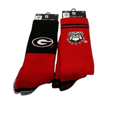 Georgia Bulldogs NCAA Football Socks M L 8 12 Red Black Bulldog Mascot - Image 1 of 4
