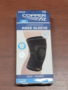 Copper Fit ICE Knee Sleeve L/XL Menthol Infused Compression Support Brace NEW - Picture 1 of 3