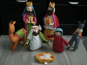 Large Felt Soft Fabric Christmas Nativity Set 7 Pieces Mary Baby 15.5 Inch Tall - Picture 1 of 13