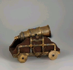 Vintage 80 Modellismo Statico CANNONE NAVALE Tardo Medioevo Tedesco in Ottone - Foto 1 di 3