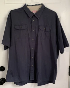 Mens Premium Quality Wrangler 3XL Navy Blue Button Short Sleeve Shirt Cotton - Picture 1 of 5