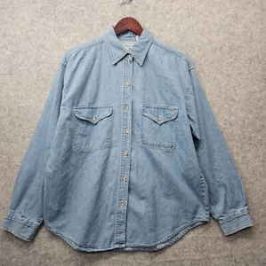 Vintage Western Hemd Damen mittelblau Denim Knopfleiste Oversized ANDREWS BLUES - Bild 1 von 12