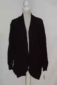 Style & Co. Women's Ribbed Trim Open Front Cardigan Sweater Black XL - Picture 1 of 1