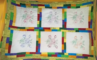 Handmade Baby Quilt Retro Granny Square Blanket Throw 70x50” Vintage Style New - Image 1 of 4