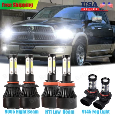 6X LED Headlight + Fog Light For Dodge Ram 1500 2500 3500 4500 5500 2009-2017