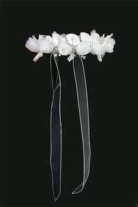 "Cabezal corona flor con velo blanco para niñas comunión boda novia largo 19,5" - Imagen 1 de 5