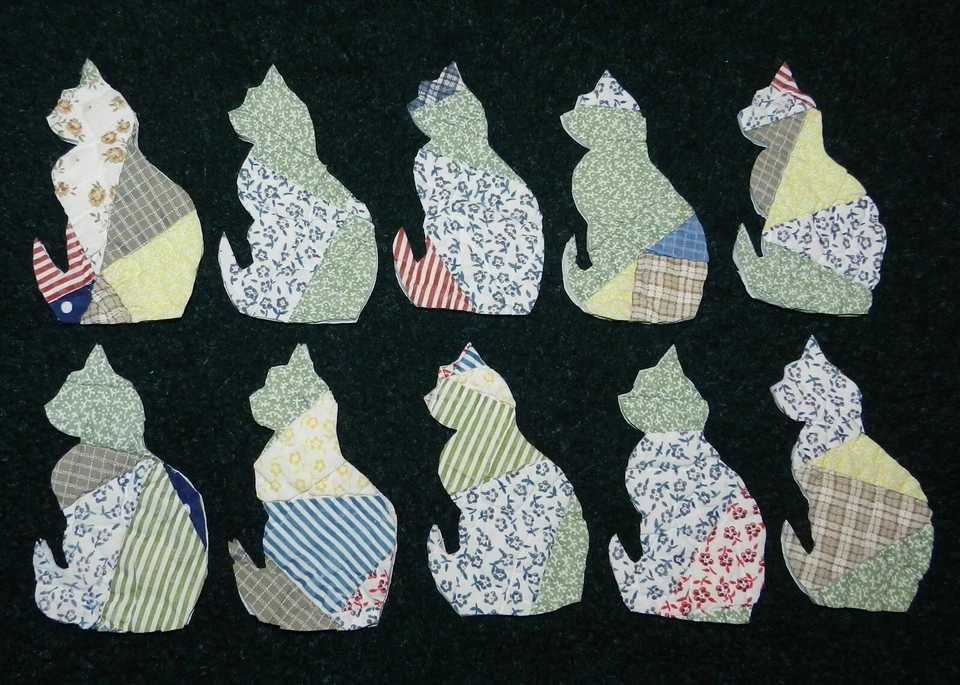 ¡10 COLCHAS CORTADORAS VINTAGE PRIMITIVAS GATOS! Kitties Scrapbooking! Apliques! Foto 1 de 1