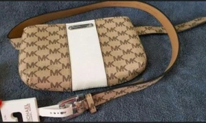 MICHAEL KORS DAMEN GÜRTEL/TASCHE WEIß/BEIGE MK-PRINT GR.L/XL - NEU - Bild 1 von 11