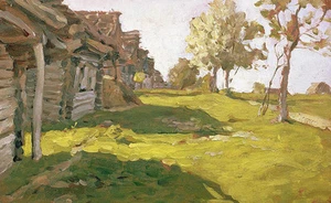 Impressionism Oil painting village landscape & house by Russian Shishkin Levitan - Picture 1 of 1