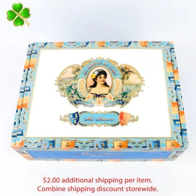 Caja de cigarros de madera vacía La Aroma De Cuba Mi Amor Belicoso 8,25" x 6" x 2,75" Foto 1 de 4