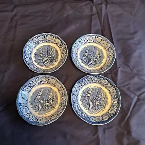 4 Staffordshire Liberty Blue Betsy Ross 5" Berry Desert Bowls Colonial Scenes - Picture 1 of 7