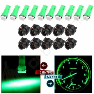 10Pack Twist Lock 1 SMD 5050 37 T5 Green Instrument Panel Cluster Dash Led Bulb - Picture 1 of 9