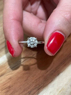 1.01 Carat Round Lab Created Diamond Solitaire Engagement Ring 4 Prongs 14K - Image 1 of 4