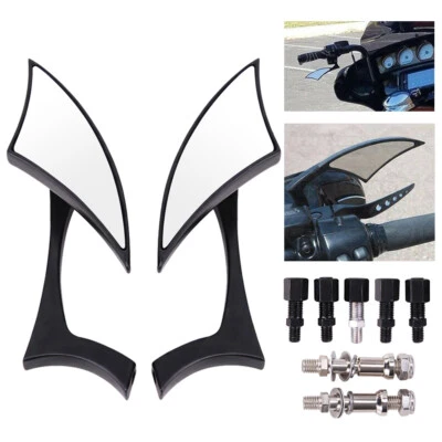 Espejos retrovisores de hoja negra para motocicleta Harley Cruiser Bobber Chopper FXDB Foto 1 de 4