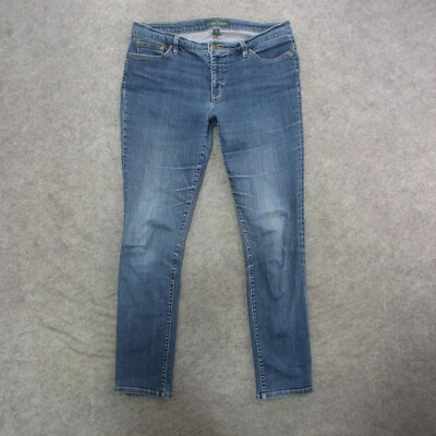 Polo Ralph Lauren牛仔裤女式12蓝色中号水洗紧身牛仔裤 — 第 1/4 张图片