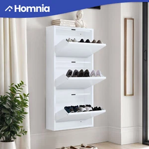 12 Pairs 3 Flip Shoe Cabinet Door Drawer Wall Mount Sneakers Rack Organizer - Picture 1 of 12