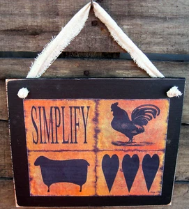 Simplify Hahn Schaf Hängeschild Plakette Land primitiv rustikal Bauernhaus - Bild 1 von 2