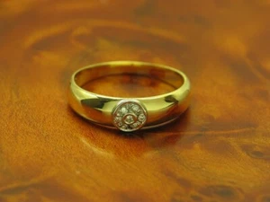 18kt 750 Bicolour Gold Ring with Diamond Decorations/2,7g/ Rg 53,5 - Picture 1 of 6