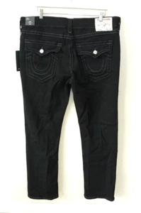$159 NEW True Religion Ricky Flap Men's 40x32 Relaxed Straight Jeans Black - Picture 1 of 6