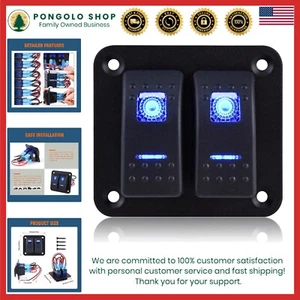 Rocker Switch Panel: Aluminum Waterproof 12V/24V Toggle, Pre-Wired 2 Gang for... - Bild 1 von 8