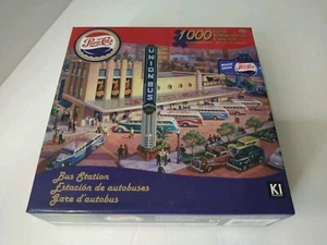 Michael Young Pepsi Cola Union Bus Station 1000 Piece Puzzle Vintage Cars NEW - Picture 1 of 8