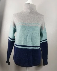 C&C California High-Neck Pullover Sweater Size M Stripe Gray Blue turtleneck - Picture 1 of 10