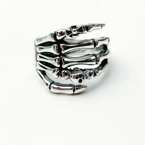 NEU SKELETTKRALLEN HÄNDE SCHÄDELRING STERLINGSILBER 925 RING BIKER GOTHIC #041 - Bild 1 von 6